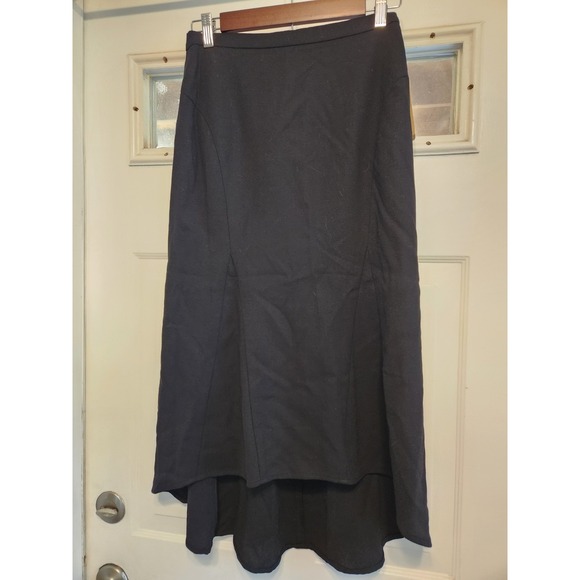 NWT Vtg 100%‎ Wool Skirt Black  Size 4 Petite High Low Hem Rena rowan - Picture 2 of 11